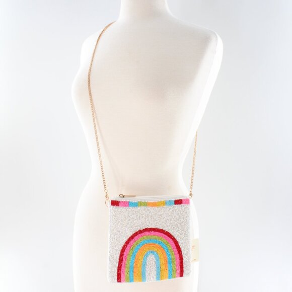 KayLee Beautiful Colorful Rainbow Beaded Rainbow Crossbody Bag NWT Made ❤️ India - Picture 3 of 3